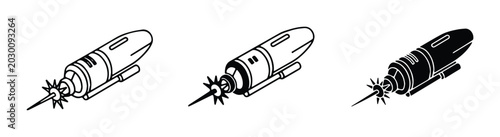 Obraz na plátně Laser Engraver Tool Icons, Precision Etching Device Vector Graphics, Industrial