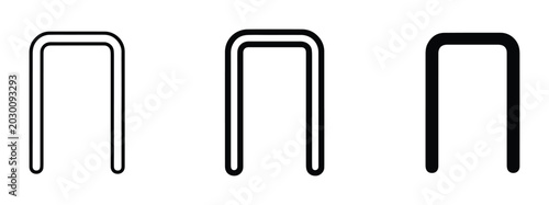 Canvastavla Staple Icons Set: Simple Line Art, Outline, and Solid Black Vector Graphics for