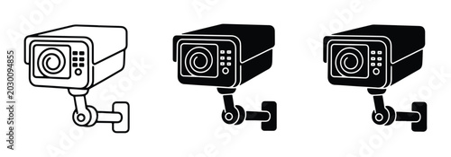 Canvastavla Security Camera Icons, Surveillance System Vector Graphics, CCTV Monitoring Equi