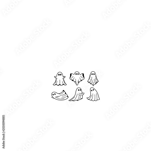 Foto Hand drawn set of cute hand drawn ghosts isolated on white background isolated o