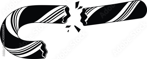 Broken black and white striped cane