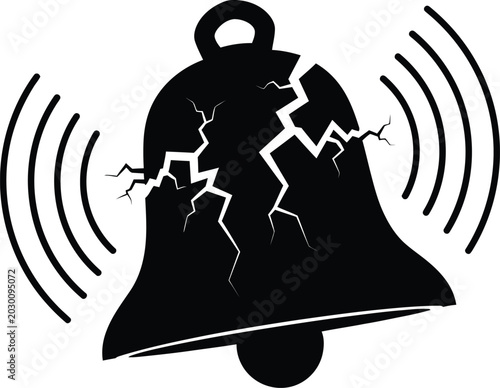 Broken bell with signal waves icon