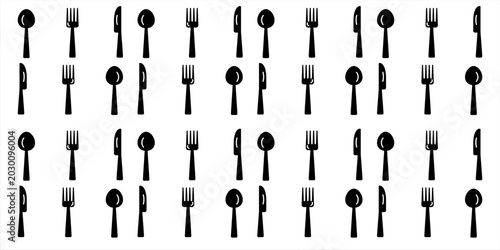 Seamless spoon and cutlery patterns for backgrounds, packaging, textures, fabric patterns, wallpapers, wall decorations for restaurants, cafes and other places to eat
