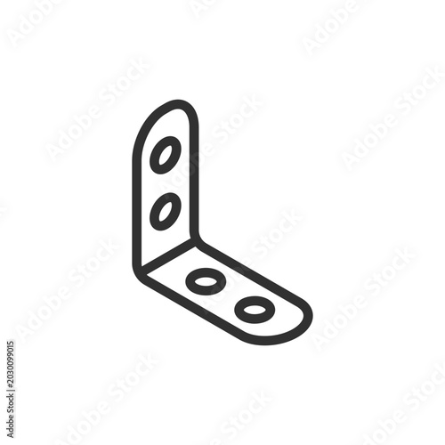 L bracket, linear style icon. Mounting bracket and fixing support. Editable stroke width