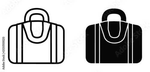 Fotografía Duffel Bag Icons, Travel Luggage Symbols, Gym Sack Vector Graphics, Sports Gear