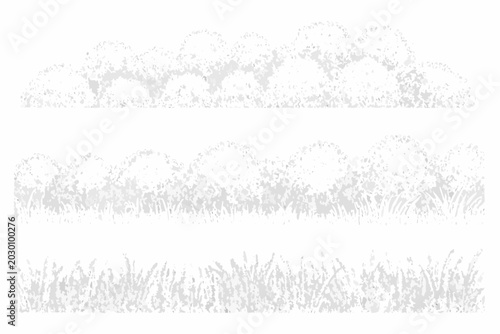 Bild auf Leinwand stippled landscape texture set with grass and shrubbery