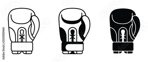 Fotografie Boxing Gloves Vector Icons, Punching Mitts Set, Combat Sport Equipment, Martial