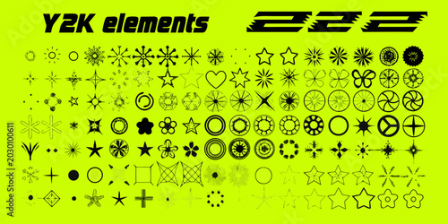 y2k style graphic elements collection futuristic vector icons