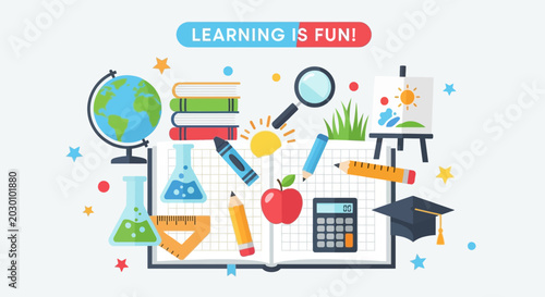 Billede på lærred Back to School Education Concept with Supplies and Stationery