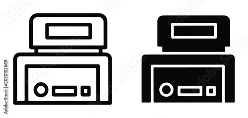 Foto Printer Icon Set, Office Equipment Vector Graphics, Digital Printing Machine Sym