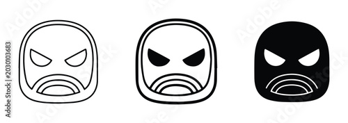 Schilderij op canvas Angry Face Icons, Grumpy Emoji Symbols, Furious Mask Illustrations, Negative Emo