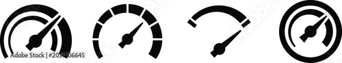 Speedometer icons set gauge indicators velocity measurement symbols