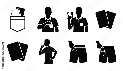 Photos Set of 8 Referee Cards and Pocket Icons Vector Illustration for Sports and Games