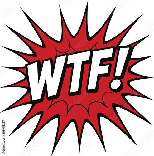 WTF! Comic Shock Expression Vector Illustration with Pop Art Style