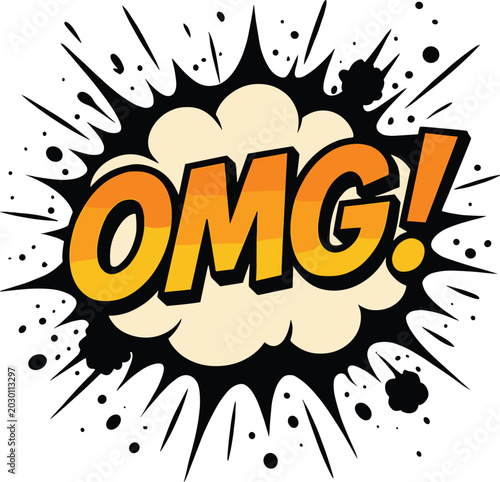 OMG Burst Vector, Surprised Pop Art Comic Reaction Illustration