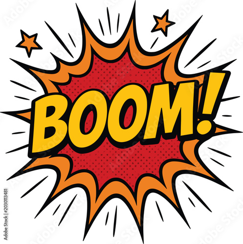 Boom! Comic Style Explosion Vector Illustration with Dynamic Pop Art Effect
