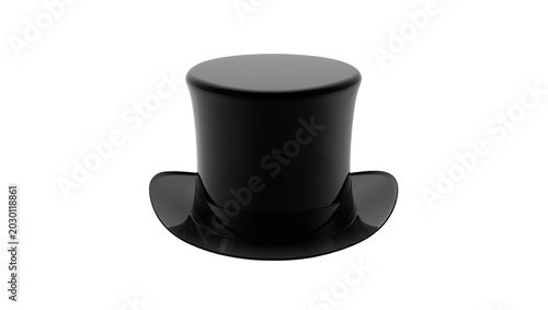 Schilderij op canvas Isolated black top hat for formal wear or magic shows, elegant accessory for gen
