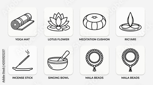 Foto Yoga Meditation and Relaxation Items for Wellness and Mindfulness