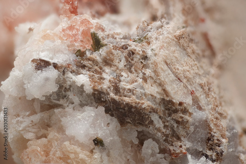 Canvas Print Extreme macro of rare Zorite and Raite crystals with Aegirine from Yubileynaya p