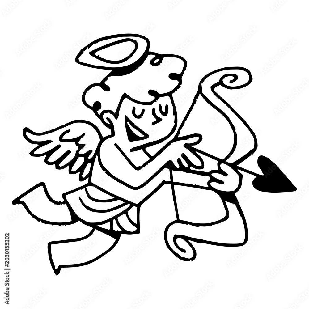 Obraz premium PNG Playful Cupid with bow on transparent background