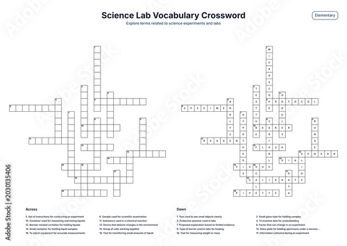Science Lab Vocabulary Crossword - Elementary