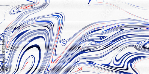 Tablou pe pânză Red white and blue abstract art with swirling patterns on white background