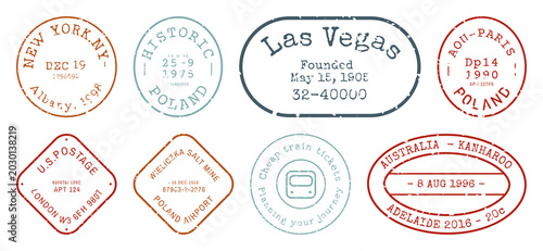 PNG Vintage passport stamp collection on transparent background