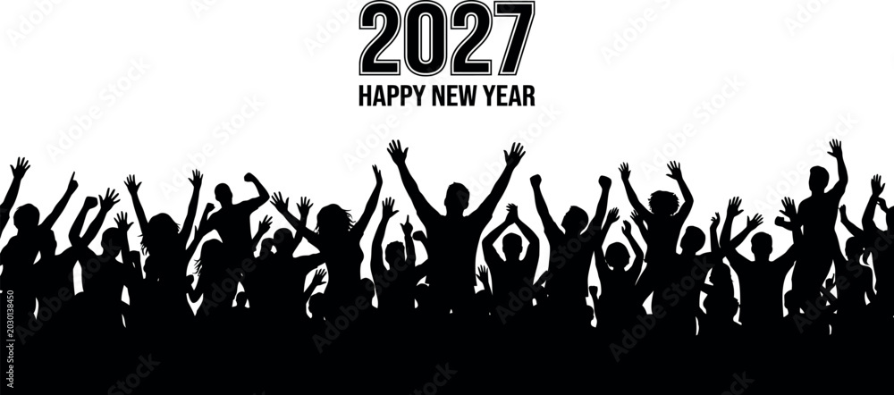 Obraz premium 2027 happy new year celebration silhouette