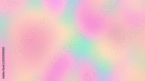 Grainy pastel holographic gradient motion background with flowing iridescent colors, soft blur, and copy space. Y2K vaporwave aesthetic abstract backdrop in light green, pale yellow, peach, blue, pink