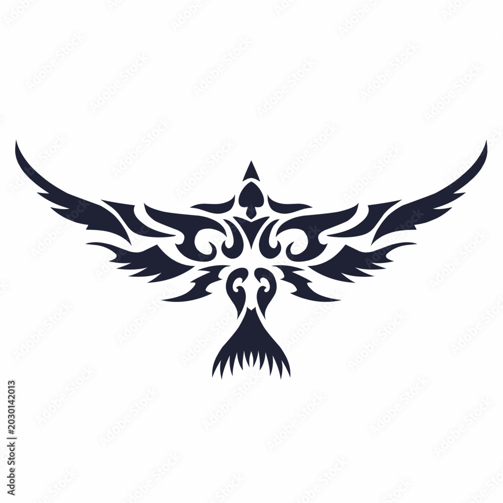 Fototapeta premium Tribal Phoenix Bird Silhouette Tattoo Vector Design