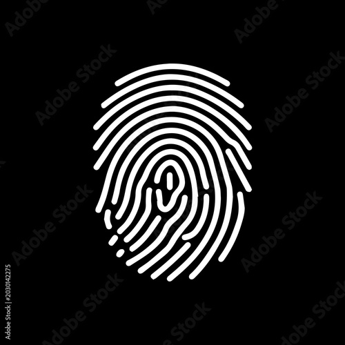 Fingerprint security vector icon, black and white cybersecurity style
