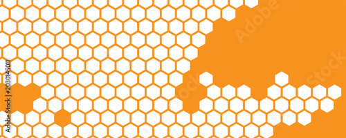 Yellow, orange beehive background. Honeycomb, bees hive cells pattern. Bee honey shapes. Vector geometric seamless texture symbol. Hexagon, hexagonal raster, mosaic cell sign or icon. Gradation color.