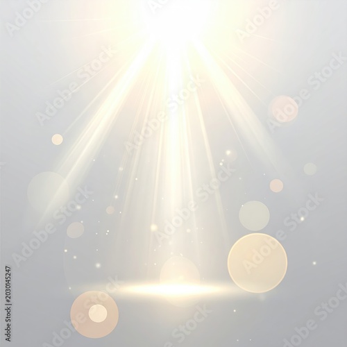 Radiant bright light beams emanating upwards from a glowing source