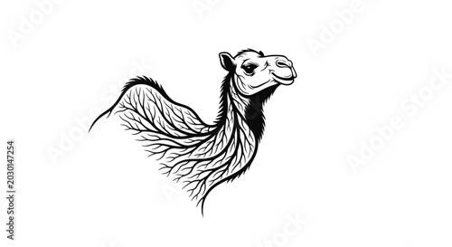 Foto Creative Camel Illustration with Branching Vein Texture