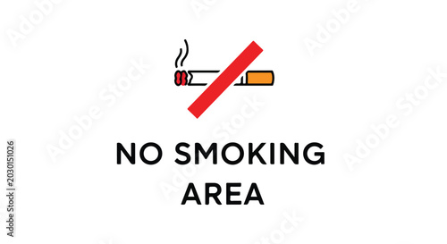 Fotografía Minimalist vector poster featuring a “No Smoking Area” theme, designed in flat style with a bold red icon, clean typography spacing, generous white space, and a modern layout