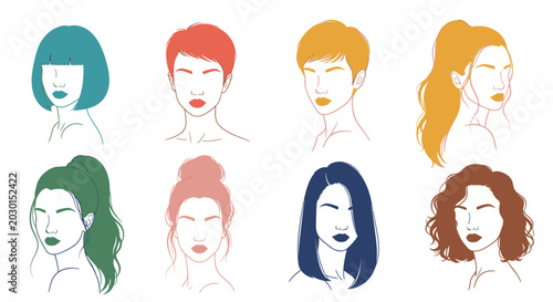 Obraz na plátne Diverse Women with Various Hair Colors.