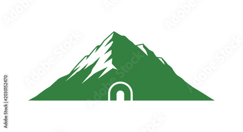 Foto Green Mountain with Snowy Peak Icon.