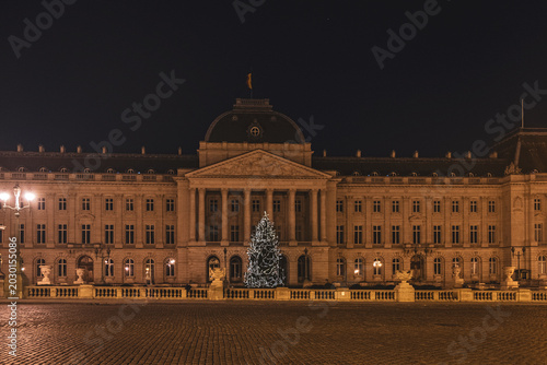 Royal Palace of Brussels at Night – Illuminated Landmark in Belgium
