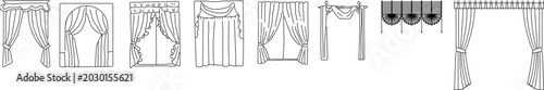 Foto Collection of curtain and drapery design symbols featuring various styles includ