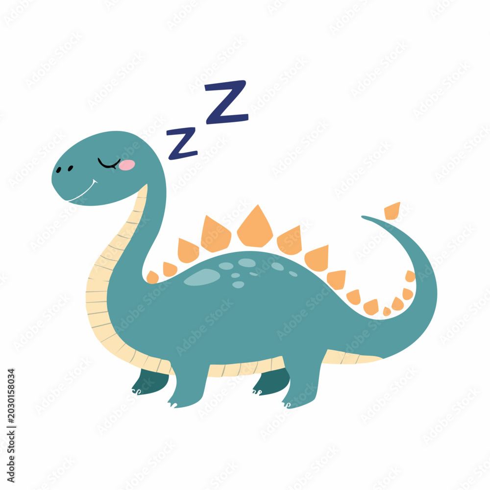 Naklejka premium Cute Sleeping Dinosaur Illustration