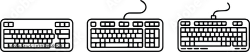 Photos keyboard line art trio horizontal layouts comparison