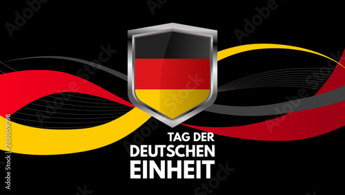 Tableau sur toile Tag der deutschen Einheit Banner mit deutschem Flaggenschild