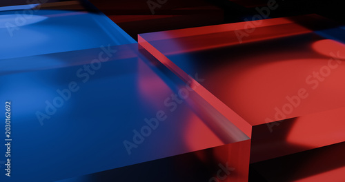 3d abstract  square glass with color light on dark background wallpaper