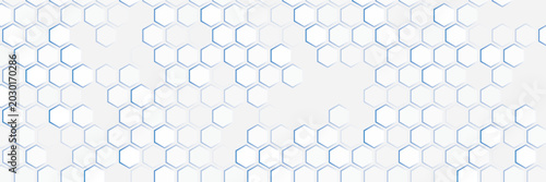 Abstract. Hexagon white background , blue light and shadow. Vector.
