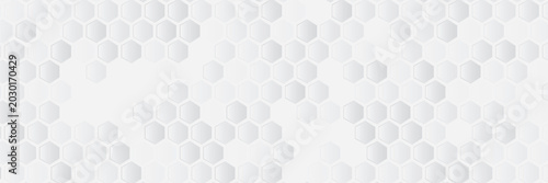 Принти на полотні Minimal white hexagon background with soft shadows, clean and modern abstract design