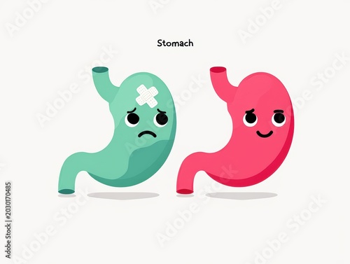 Healthy vs Unhealthy Stomach Illustration