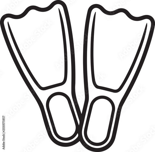 Bilde på lerret A pair of flippers isolated on a white background for coloring book