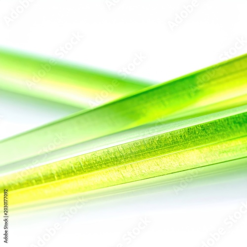 Vibrant green and yellow grass blades abstract, macro, soft focus, minimalist