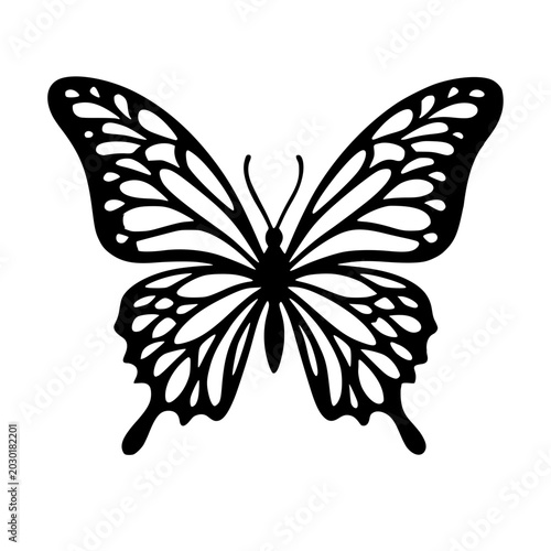 Butterfly Detailed Intricate Wing Pattern Black White Design for Cricut Shirts Stickers Tattoo