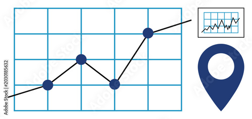 Cuadro en lienzo Data analytics, business growth, location tracking, performance evaluation, market trends, visualization
